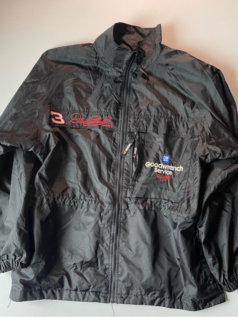 Chase Authentics Black Windbreaker with Embroidered Racing Logos
